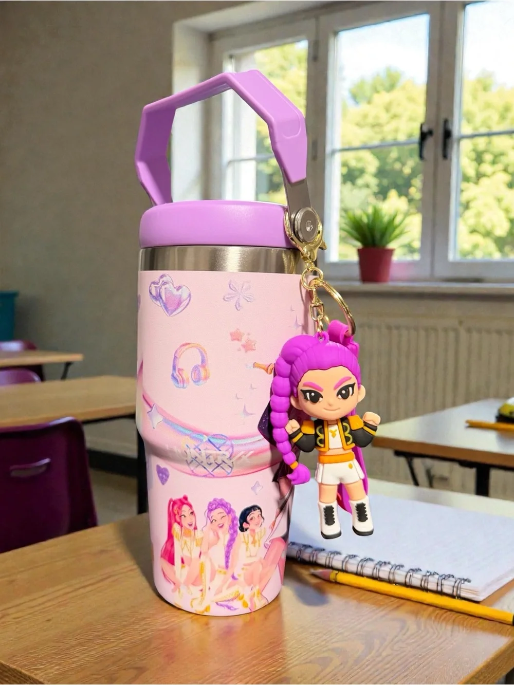 Pink & Lavender Koop Demon hunter girls  Graphic Tumbler  with Keychain - Picture 2 of 2